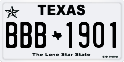 TX license plate BBB1901