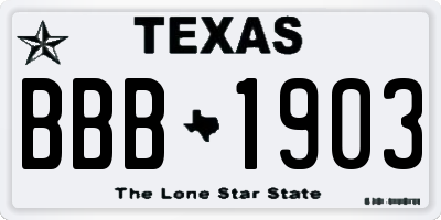 TX license plate BBB1903