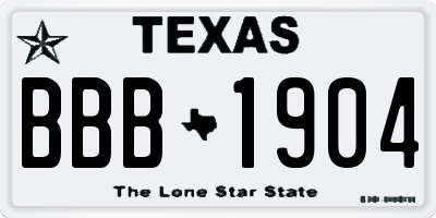 TX license plate BBB1904