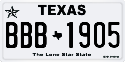 TX license plate BBB1905