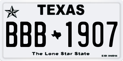 TX license plate BBB1907