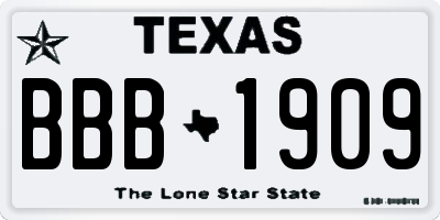 TX license plate BBB1909