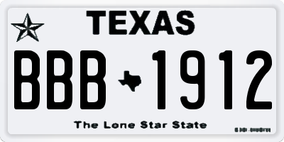 TX license plate BBB1912