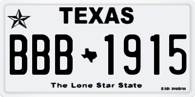 TX license plate BBB1915