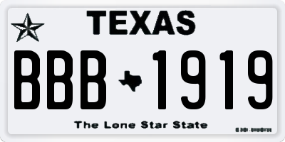 TX license plate BBB1919