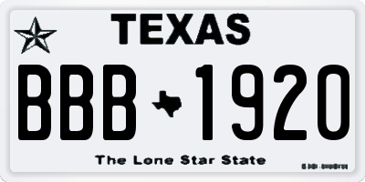 TX license plate BBB1920