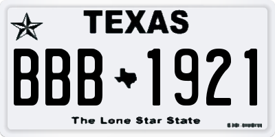 TX license plate BBB1921