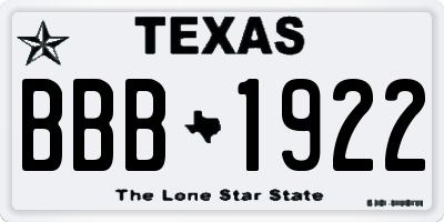 TX license plate BBB1922