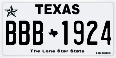 TX license plate BBB1924