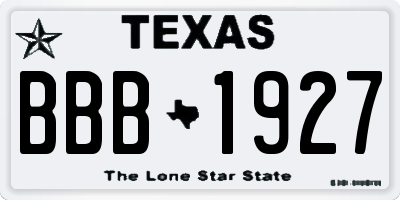 TX license plate BBB1927