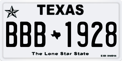 TX license plate BBB1928