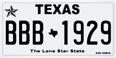 TX license plate BBB1929