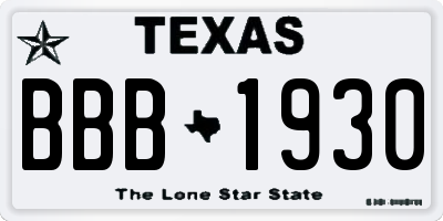 TX license plate BBB1930