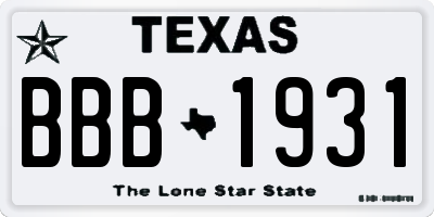 TX license plate BBB1931