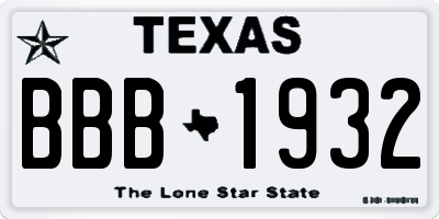 TX license plate BBB1932