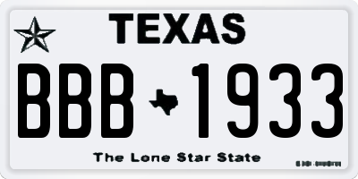 TX license plate BBB1933