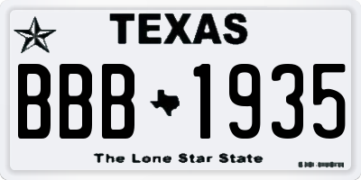 TX license plate BBB1935