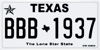 TX license plate BBB1937