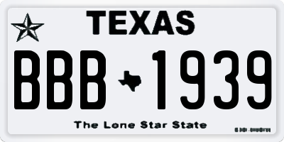 TX license plate BBB1939