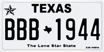 TX license plate BBB1944