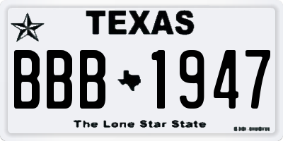TX license plate BBB1947