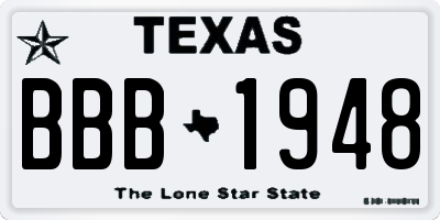 TX license plate BBB1948