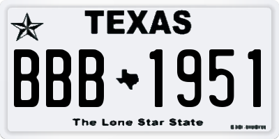 TX license plate BBB1951