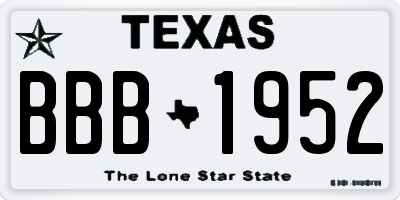 TX license plate BBB1952