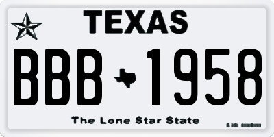 TX license plate BBB1958