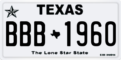 TX license plate BBB1960