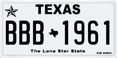 TX license plate BBB1961