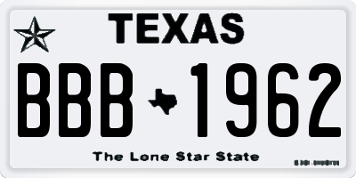 TX license plate BBB1962