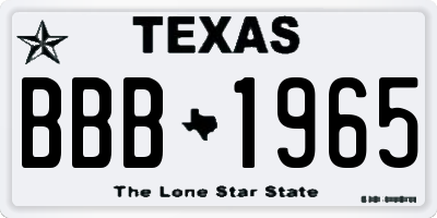 TX license plate BBB1965