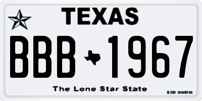 TX license plate BBB1967