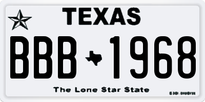 TX license plate BBB1968