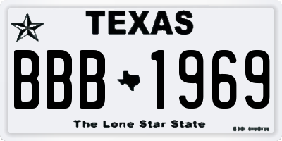 TX license plate BBB1969