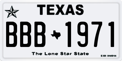 TX license plate BBB1971