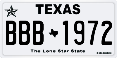 TX license plate BBB1972