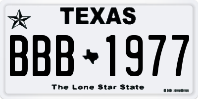 TX license plate BBB1977