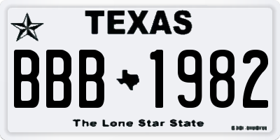 TX license plate BBB1982