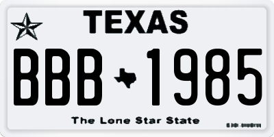 TX license plate BBB1985