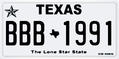 TX license plate BBB1991