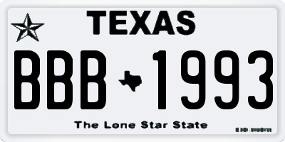 TX license plate BBB1993