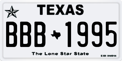 TX license plate BBB1995