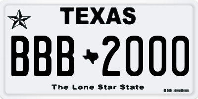 TX license plate BBB2000