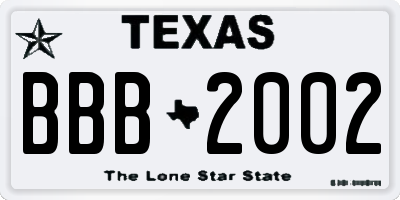 TX license plate BBB2002