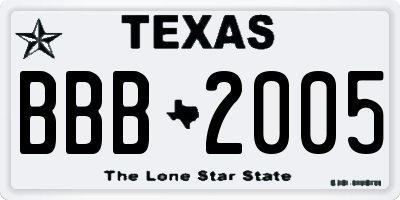TX license plate BBB2005