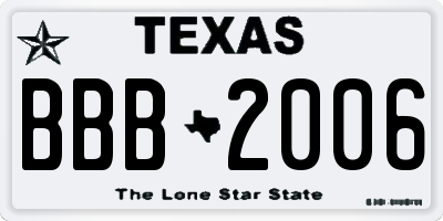 TX license plate BBB2006