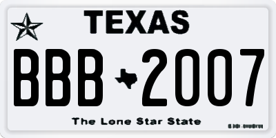 TX license plate BBB2007