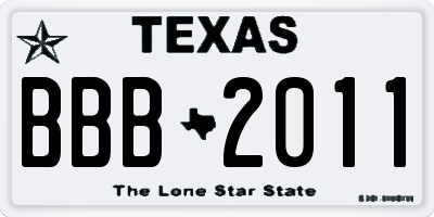TX license plate BBB2011